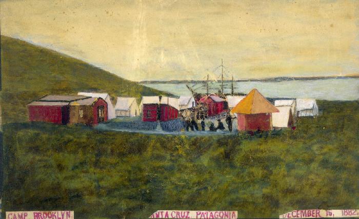 Camp Brooklyn, Santa Cruz, Patagonia, December 16, 1882, Hand-Tinted Photograph